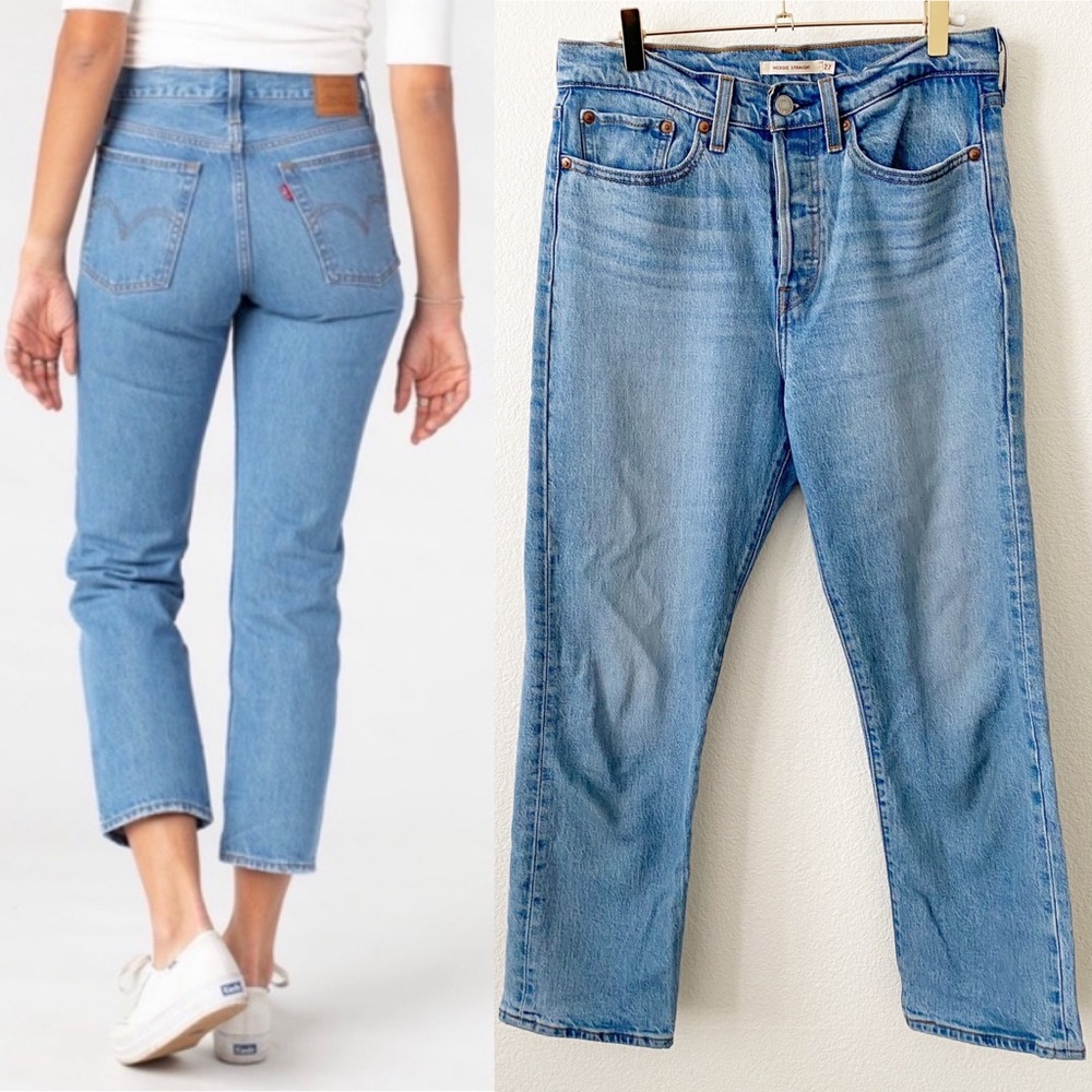 Levi’s Wedgie Straight Leg High Rise Premium Denim Light Wash Jeans 32
